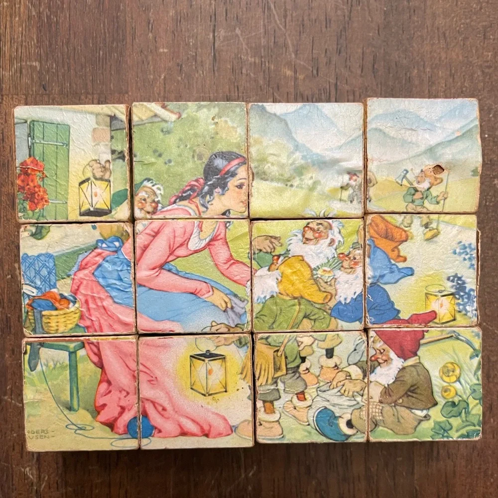 Vintage Kubus Made in Germany 12 piece picture cubes puzzle